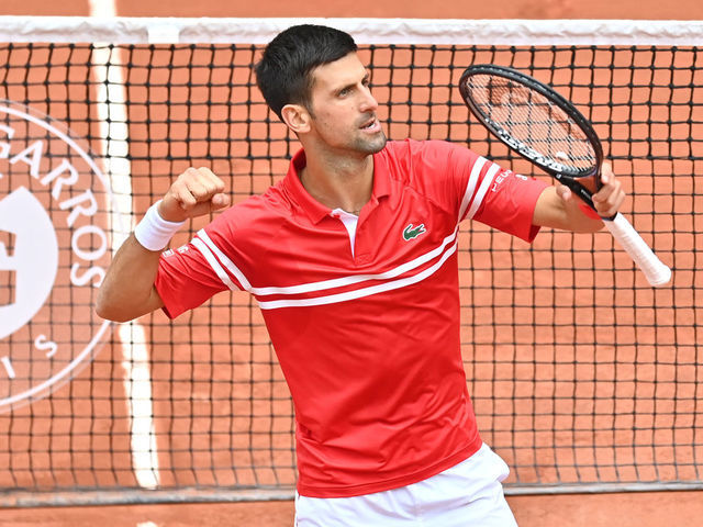PARIS, FRANCE - JUNE 05: Novak Djokovic of Serbia reacts after defeating Ricardas Berankis (not seen) of Lithuania during the 3rd round match in the menâs singles of the French Open Tennis Tournament at Roland Garros in Paris, France on June 05, 2021.