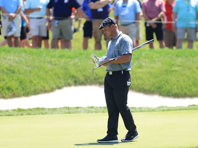 DUBLIN, OHIO - JUNE 05: Bryson DeChambeau of the United States looks over his shot on the 14th hole during the third round of The Memorial Tournament at Muirfield Village Golf Club on June 05, 2021 in Dublin, Ohio.