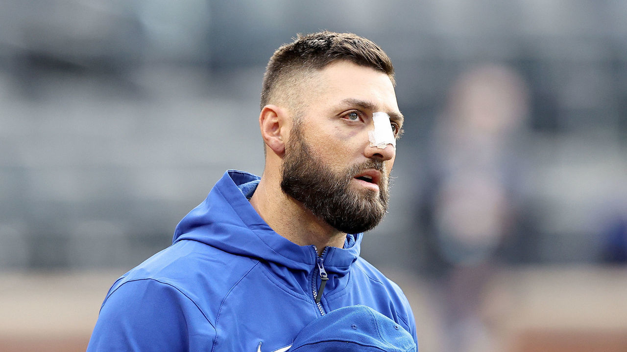NEW YORK, NEW YORK - MAY 24: Kevin Pillar #11 of the New York Mets stands on the field for the anthem before the game against the Colorado Rockies at Citi Field on May 24, 2021 in the Flushing neighborhood of the Queens borough of New York City.Pillar was hit by a pitch in a previous game and is recovering from that injury.