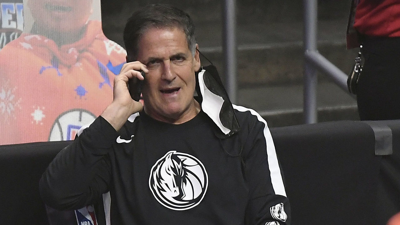 LOS ANGELES, CA - JUNE 02: Mark Cuban owner of the Dallas Mavericks attends Game Five of the Western Conference first round series against the Los Angeles Clippers at Staples Center on June 2, 2021 in Los Angeles, California.