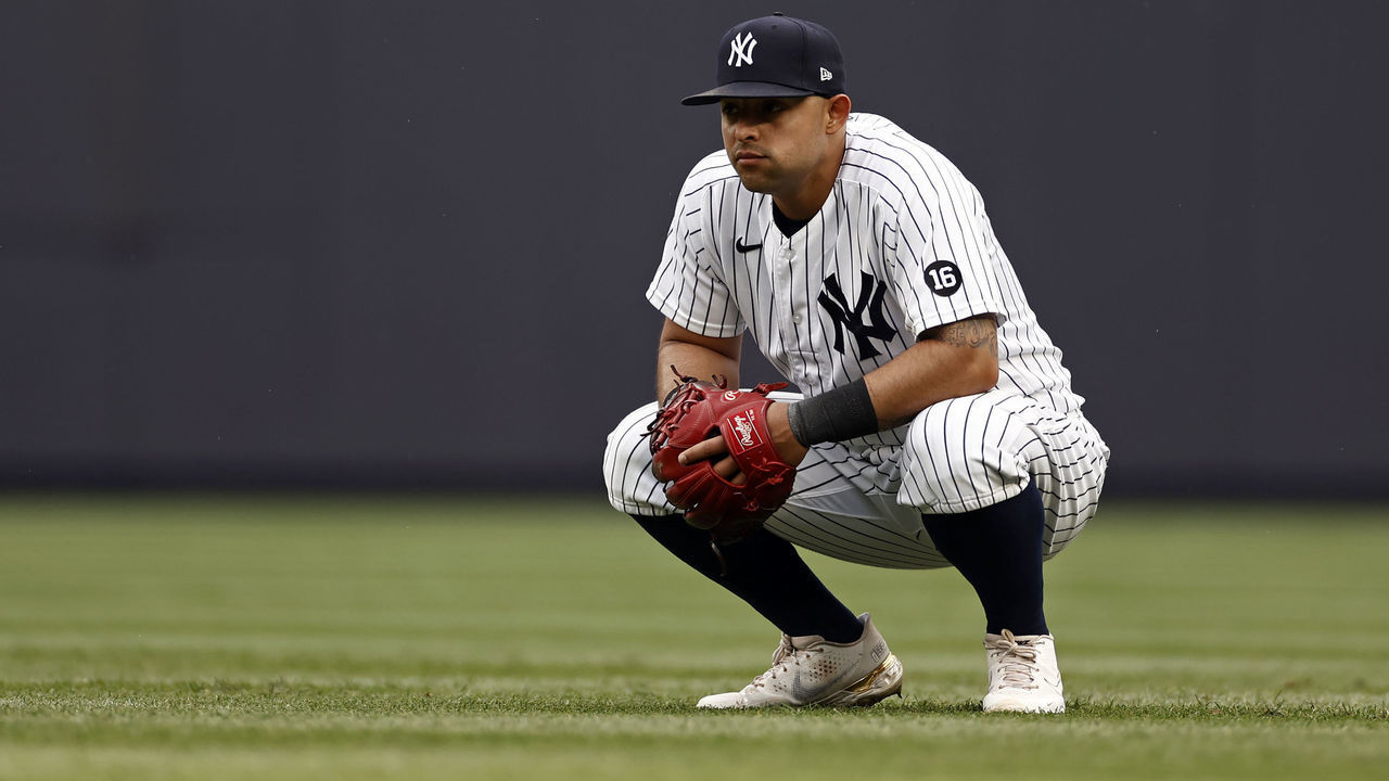 NEW YORK, NY - JUNE 3: Rougned Odor #18 of the New York Yankees looks on against the Tampa Bay Rays during the fifth inning at Yankee Stadium on June 3, 2021 in the Bronx borough of New York City.