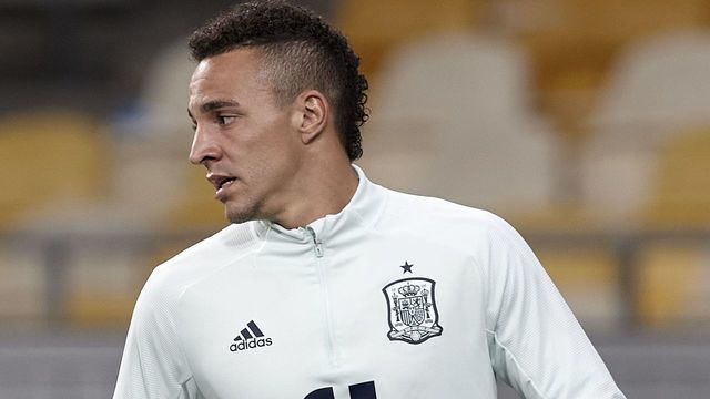 KYIV, UKRAINE - OCTOBER 13: Rodrigo Moreno of Spain warms-up during the UEFA Nations League group stage match between Ukraine and Spain at NSK Olmpiyskiy on October 13, 2020 in Kyiv, Ukraine.
