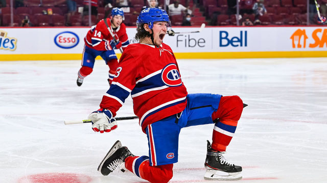 MONTREAL, QC - JUNE 07: Montreal Canadiens right wing Tyler Toffoli (73) shows pride after scoring his game winning goal during the NHL Stanley Cup Playoffs second round game 4 between the Winnipeg Jets versus the Montreal Canadiens on June 07, 2021, at Bell Centre in Montreal, QC