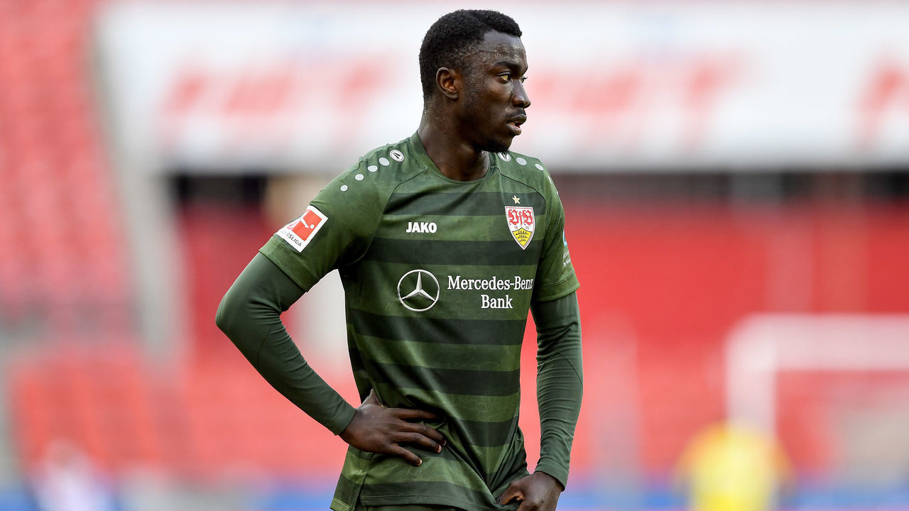 COLOGNE, GERMANY - FEBRUARY 20: Silas Wamangituka of VfB Stuttgart during the Bundesliga match between 1. FC Koeln and VfB Stuttgart at RheinEnergieStadion on February 20, 2021 in Cologne, Germany. Sporting stadiums around Germany remain under strict restrictions due to the Coronavirus Pandemic as Government social distancing laws prohibit fans inside venues resulting in games being played behind closed doors.