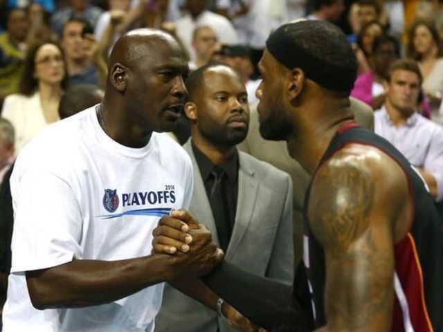 VIDEO: LeBron James shakes hands with Michael Jordan after Game 4
