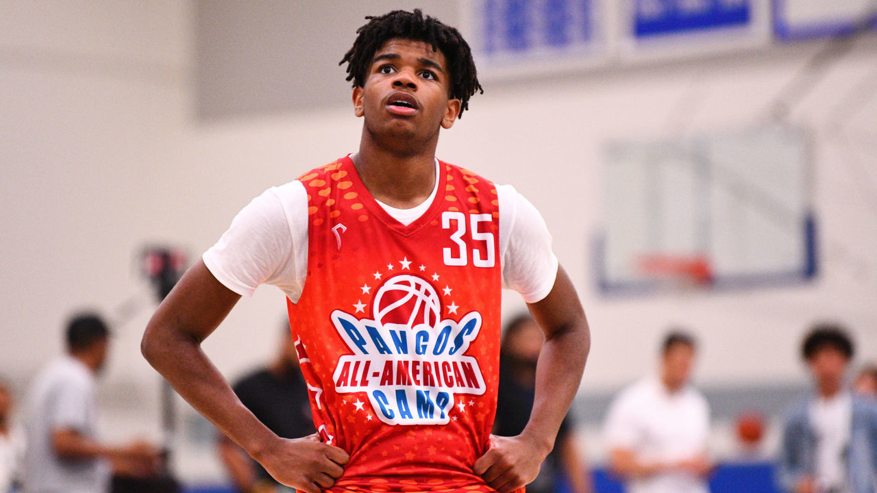 NORWALK, CA - JUNE 02: Jaden Hardy from Coronado High School looks on during the Pangos All-American Camp on June 2, 2019 at Cerritos College in Norwalk, CA.