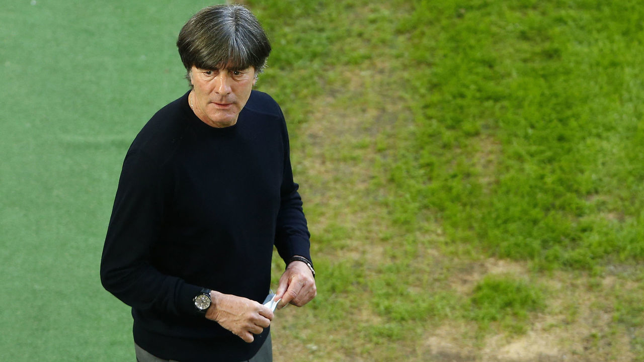 Germany's coach Joachim Loew arrives prior to the friendly football match between Germany and Latvia in Duesseldorf, western Germany, on June 7, 2021, in preparation for the UEFA European Championships.