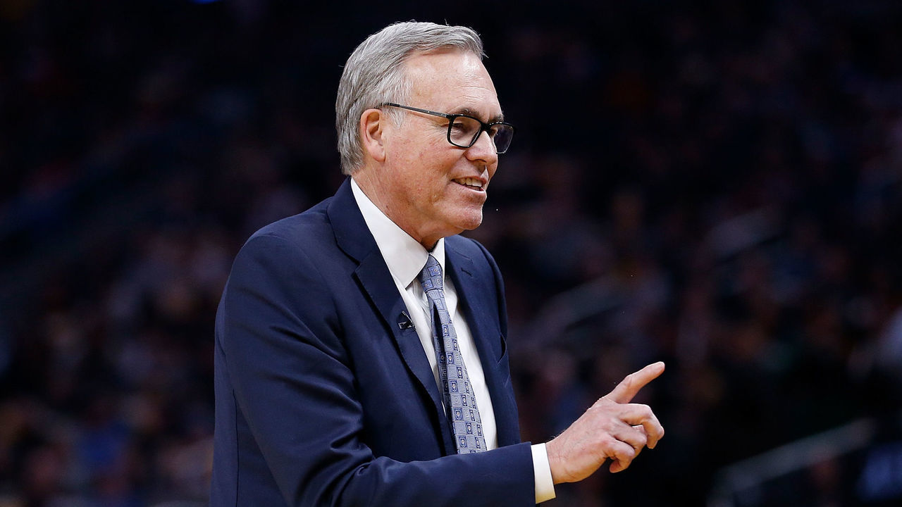 SAN FRANCISCO, CALIFORNIA - FEBRUARY 20: Mike D'Antoni head coach of the Houston Rockets looks on in the first half against the Golden State Warriors at Chase Center on February 20, 2020 in San Francisco, California. NOTE TO USER: User expressly acknowledges and agrees that, by downloading and/or using this photograph, user is consenting to the terms and conditions of the Getty Images License Agreement.