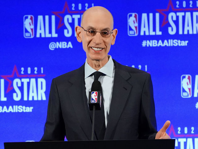 ATLANTA, GA - MARCH 6: NBA Commissioner Adam Silver speaks to the media during a press conference during the NBA All-Star 2021 on March 6, 2021 at State Farm Arena in Atlanta, Georgia. Mandatory Copyright Notice: Copyright 2021 NBAE