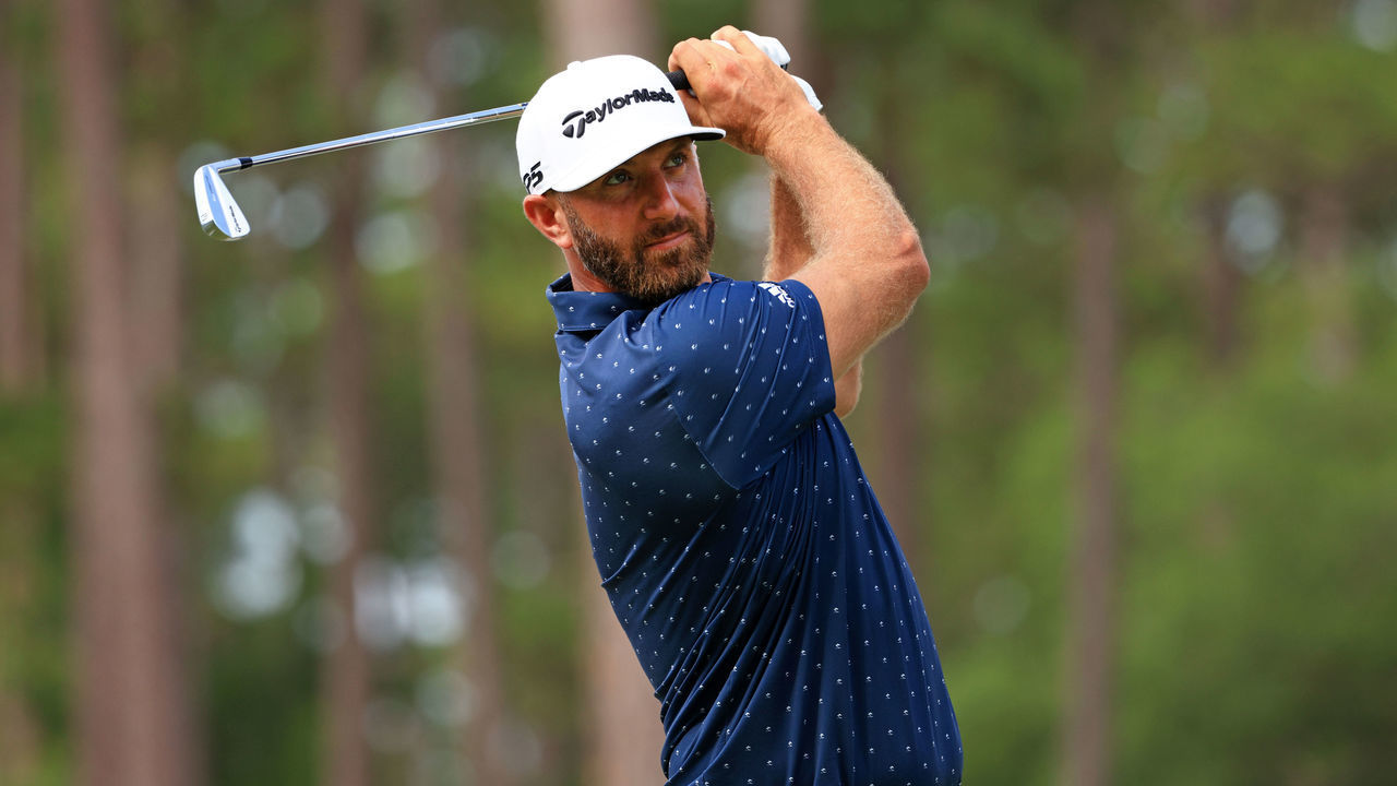 RIDGELAND, SOUTH CAROLINA - JUNE 10: Dustin Johnson plays his shot from the 18th tee during the first round of the Palmetto Championship at Congaree on June 10, 2021 in Ridgeland, South Carolina.