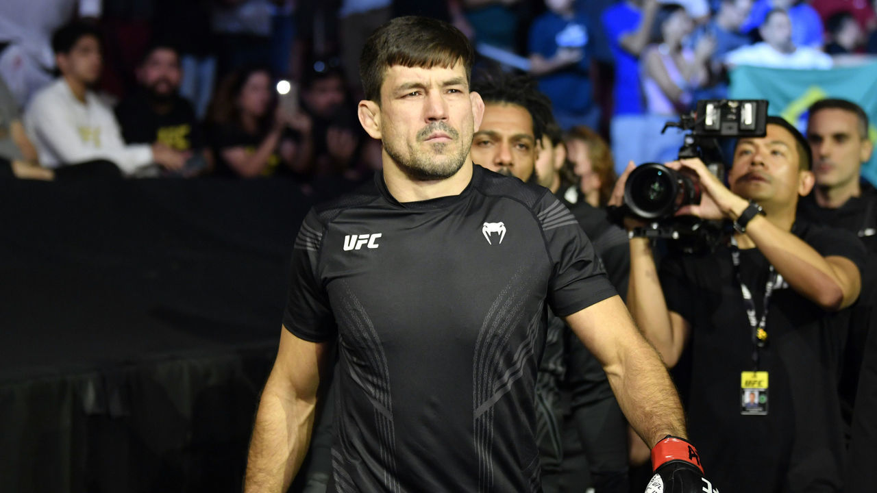 GLENDALE, ARIZONA - JUNE 12: Demian Maia of Brazil prepares to fight Belal Muhammad in their welterweight fight during the UFC 263 event at Gila River Arena on June 12, 2021 in Glendale, Arizona.
