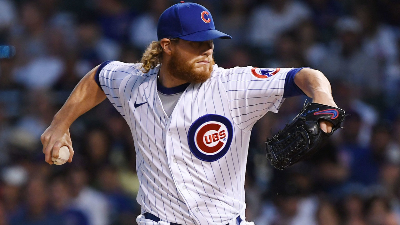 CHICAGO, ILLINOIS - JUNE 13: Craig Kimbrel #46 of the Chicago Cubs pitches in the ninth inning against the St. Louis Cardinals at Wrigley Field on June 13, 2021 in Chicago, Illinois.