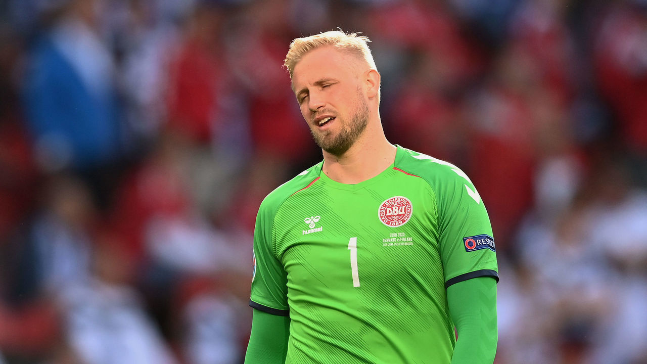 COPENHAGEN, DENMARK - JUNE 12: Kasper Schmeichel of Denmark reacts during the UEFA Euro 2020 Championship Group B match between Denmark and Finland on June 12, 2021 in Copenhagen, Denmark.