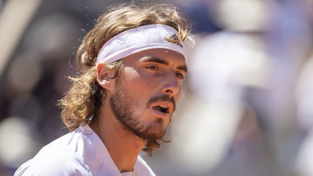 PARIS, FRANCE June 13. Stefanos Tsitsipas of Greece during his match against Novak Djokovic of Serbia on Court Philippe-Chatrier during the final of the singles competition at the 2021 French Open Tennis Tournament at Roland Garros on June 13th 2021 in Paris, France.