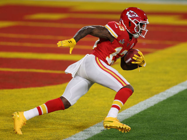 Football: Super Bowl LV: Kansas City Chiefs Byron Pringle (13) in action, kick return vs Tampa Bay Buccaneers at Raymond James Stadium. Tampa, FL 2/7/2021 CREDIT: Simon Bruty (Set Number: X163521 TK1)
