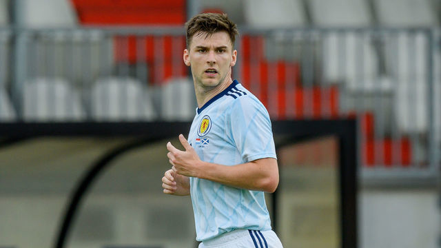 LUXEMBOURG-CITY, LUXEMBOURG- JUNE 06: (BILD ZEITUNG OUT) Kieran Tierney of Scotland looks on during the international friendly match between Luxembourg and Scotland at Josy-Barthel-Stadium on June 6, 2021 in Luxembourg-City, Luxembourg.