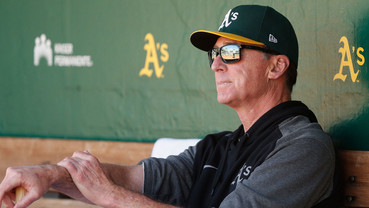 OAKLAND, CALIFORNIA - JUNE 08: Bob Melvin #6 manager of the Oakland Athletics looks on during batting practice before the game against the Arizona Diamondbacks at RingCentral Coliseum on June 08, 2021 in Oakland, California.