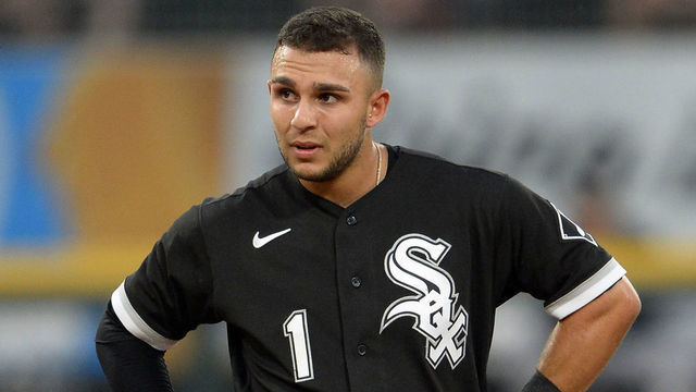 CHICAGO - MAY 24: Nick Madrigal #1 of the Chicago White Sox looks on against the St. Louis Cardinals on May 24, 2021 at Guaranteed Rate Field in Chicago, Illinois.