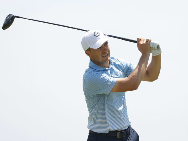 SAN DIEGO, CALIFORNIA - JUNE 15: Jordan Spieth of the United States plays his shot from the 15th tee during a practice round prior to the start of the 2021 U.S. Open at Torrey Pines Golf Course on June 15, 2021 in San Diego, California.