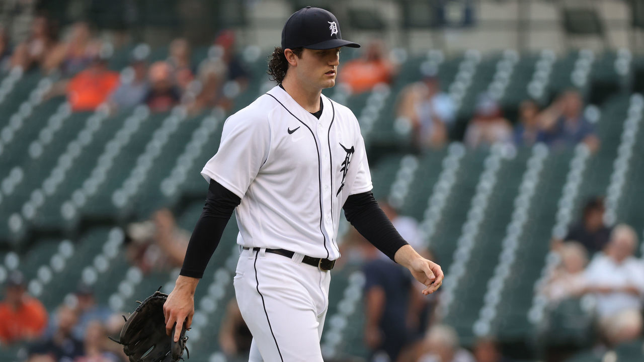 DETROIT, MICHIGAN - JUNE 09: Casey Mize #12 of the Detroit Tigers throws a second inning pitch while playing the Seattle Mariners at Comerica Park on June 09, 2021 in Detroit, Michigan.