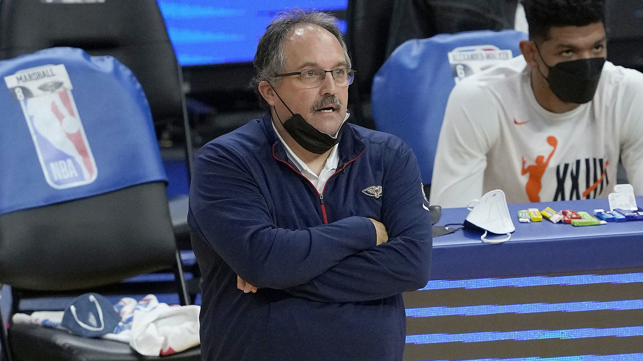 SAN FRANCISCO, CALIFORNIA - MAY 14: Head coach Stan Van Gundy of the New Orleans Pelicans looks on against the Golden State Warriors during the second half of an NBA basketball game at Chase Center on May 14, 2021 in San Francisco, California.