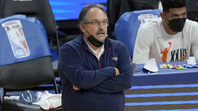 SAN FRANCISCO, CALIFORNIA - MAY 14: Head coach Stan Van Gundy of the New Orleans Pelicans looks on against the Golden State Warriors during the second half of an NBA basketball game at Chase Center on May 14, 2021 in San Francisco, California.