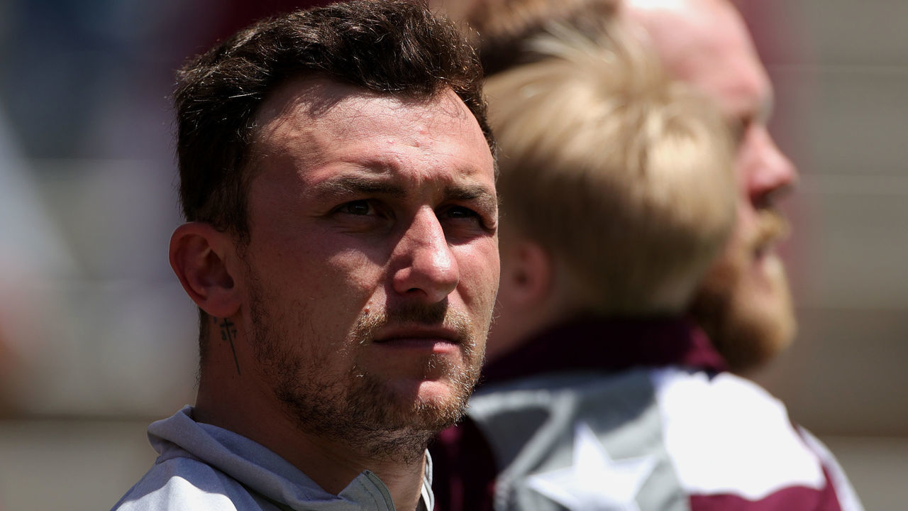 COLLEGE STATION, TEXAS - APRIL 24: Johnny Manziel looks on during the spring game at Kyle Field on April 24, 2021 in College Station, Texas.