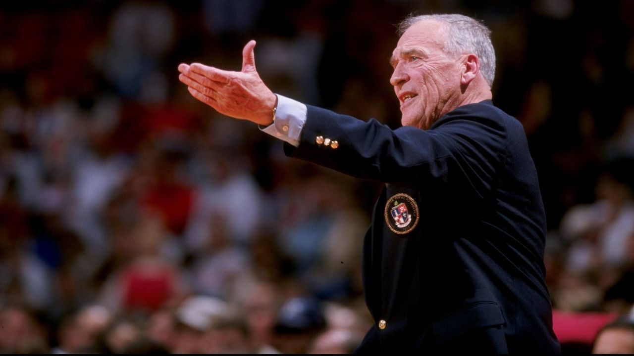 22 Nov 1997: Head coach John Phelan of Mount Saint Mary''s looks on during a game against the Maryland Terrapins at Cole Fieldhouse in College Park, Maryland. Maryland won the game, 102-74. Mandatory Credit: Doug Pensinger /Allsport