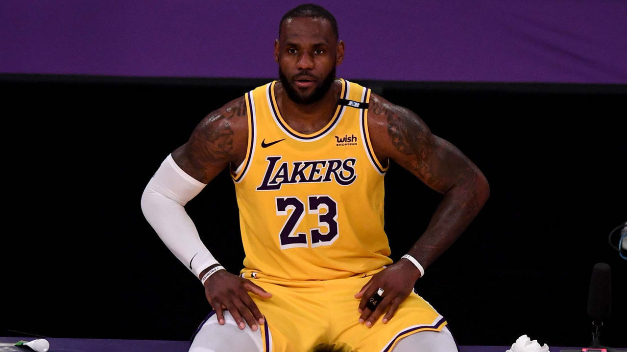 Los Angeles, CA - June 03: LeBron James #23 of the Los Angeles Lakers waits to enter the game against the Phoenix Suns in the second half of game six of the Western Conference First Round NBA Playoff basketball game at the Staples Center in Los Angeles on Thursday, June 3, 2021.