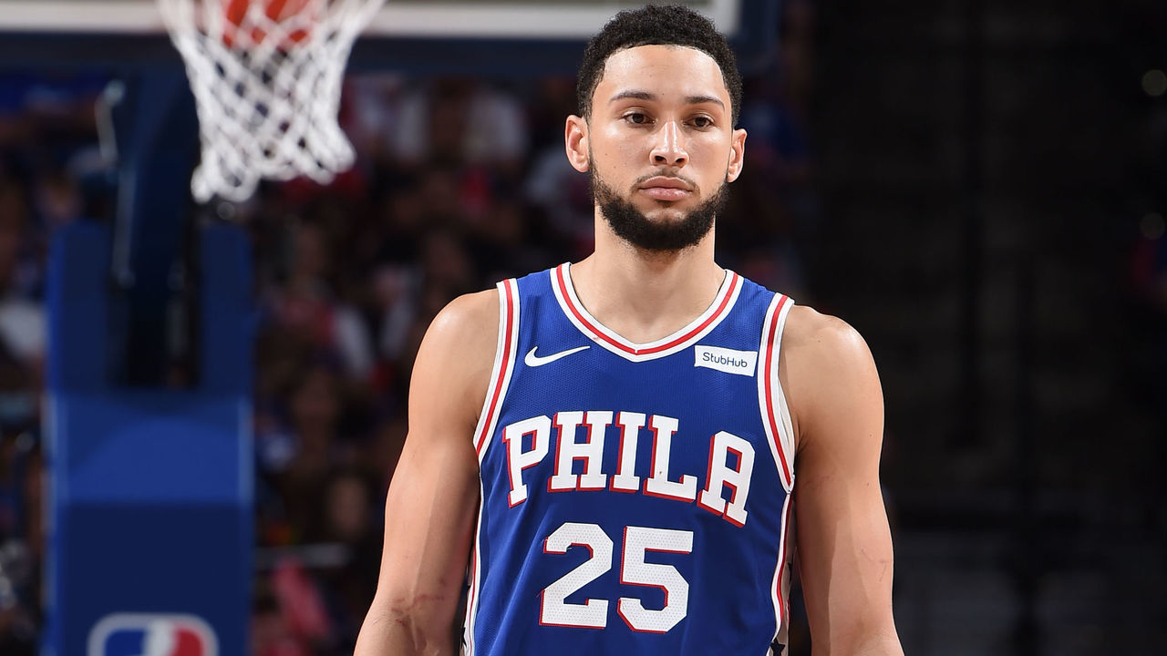 PHILADELPHIA, PA - JUNE 16: Ben Simmons #25 of the Philadelphia 76ers looks on during a game against the Atlanta Hawks during Round 2, Game 5 of the Eastern Conference Playoffs on June 16, 2021 at Wells Fargo Center in Philadelphia, Pennsylvania. NOTE TO USER: User expressly acknowledges and agrees that, by downloading and/or using this Photograph, user is consenting to the terms and conditions of the Getty Images License Agreement. Mandatory Copyright Notice: Copyright 2021 NBAE