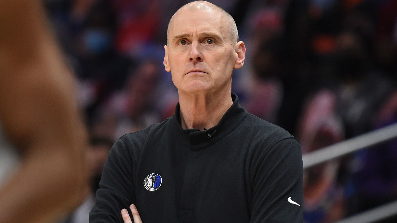 LOS ANGELES, CA - JUNE 2: Head Coach Rick Carlisle of the Dallas Mavericks looks on during Round 1, Game 5 of the 2021 NBA Playoffs on June 2, 2021 at STAPLES Center in Los Angeles, California. NOTE TO USER: User expressly acknowledges and agrees that, by downloading and/or using this Photograph, user is consenting to the terms and conditions of the Getty Images License Agreement. Mandatory Copyright Notice: Copyright 2021 NBAE