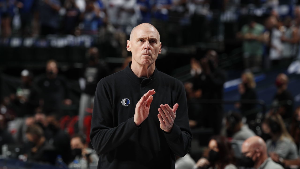 DALLAS, TX - JUNE 4: Head Coach Rick Carlisle of the Dallas Mavericks looks on during the game against the LA Clippers during Round 1, Game 6 of the 2021 NBA Playoffs on June 4, 2021 at the American Airlines Center in Dallas, Texas. Mandatory Copyright Notice: Copyright 2021 NBAE