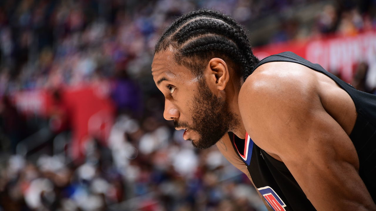 LOS ANGELES, CA - JUNE 14: Kawhi Leonard #2 of the LA Clippers looks on during Round 2, Game 4 of 2021 NBA Playoffs on June 14, 2021 at STAPLES Center in Los Angeles, California. NOTE TO USER: User expressly acknowledges and agrees that, by downloading and/or using this Photograph, user is consenting to the terms and conditions of the Getty Images License Agreement. Mandatory Copyright Notice: Copyright 2021 NBAE