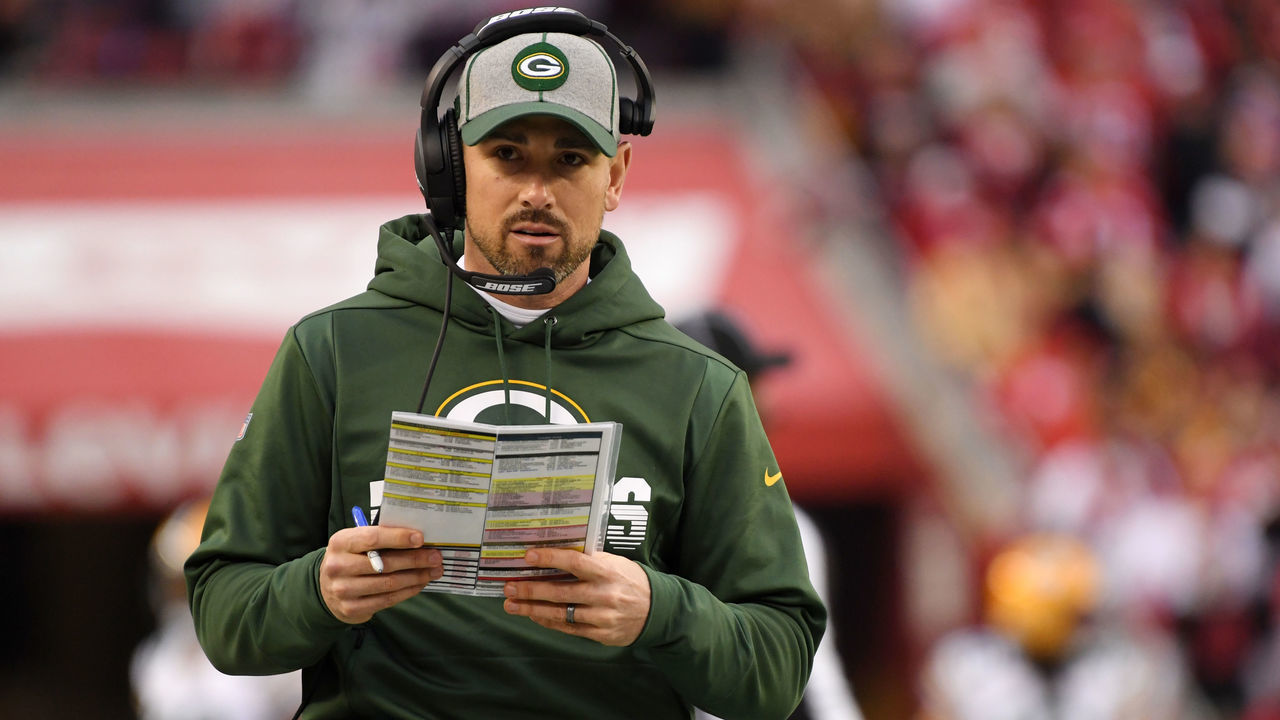 SANTA CLARA, CALIFORNIA - JANUARY 19: Head coach Matt LaFleur of the Green Bay Packers looks on from the sidelines in the first half against the San Francisco 49ers during the NFC Championship game at Levi's Stadium on January 19, 2020 in Santa Clara, California.