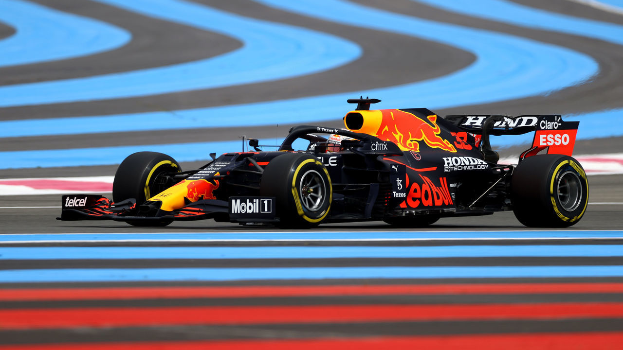 LE CASTELLET, FRANCE - JUNE 19: Max Verstappen of the Netherlands driving the (33) Red Bull Racing RB16B Honda on track during qualifying ahead of the F1 Grand Prix of France at Circuit Paul Ricard on June 19, 2021 in Le Castellet, France.