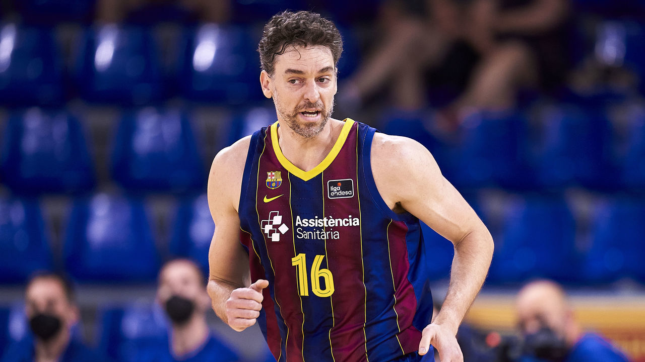 BARCELONA, SPAIN - JUNE 15: Pau Gasol of FC Barcelona in action during the Liga ACB Final Second Leg match between FC Barcelona v Real Madrid at Palau Sant Jordi on June 15, 2021 in Barcelona, Spain.