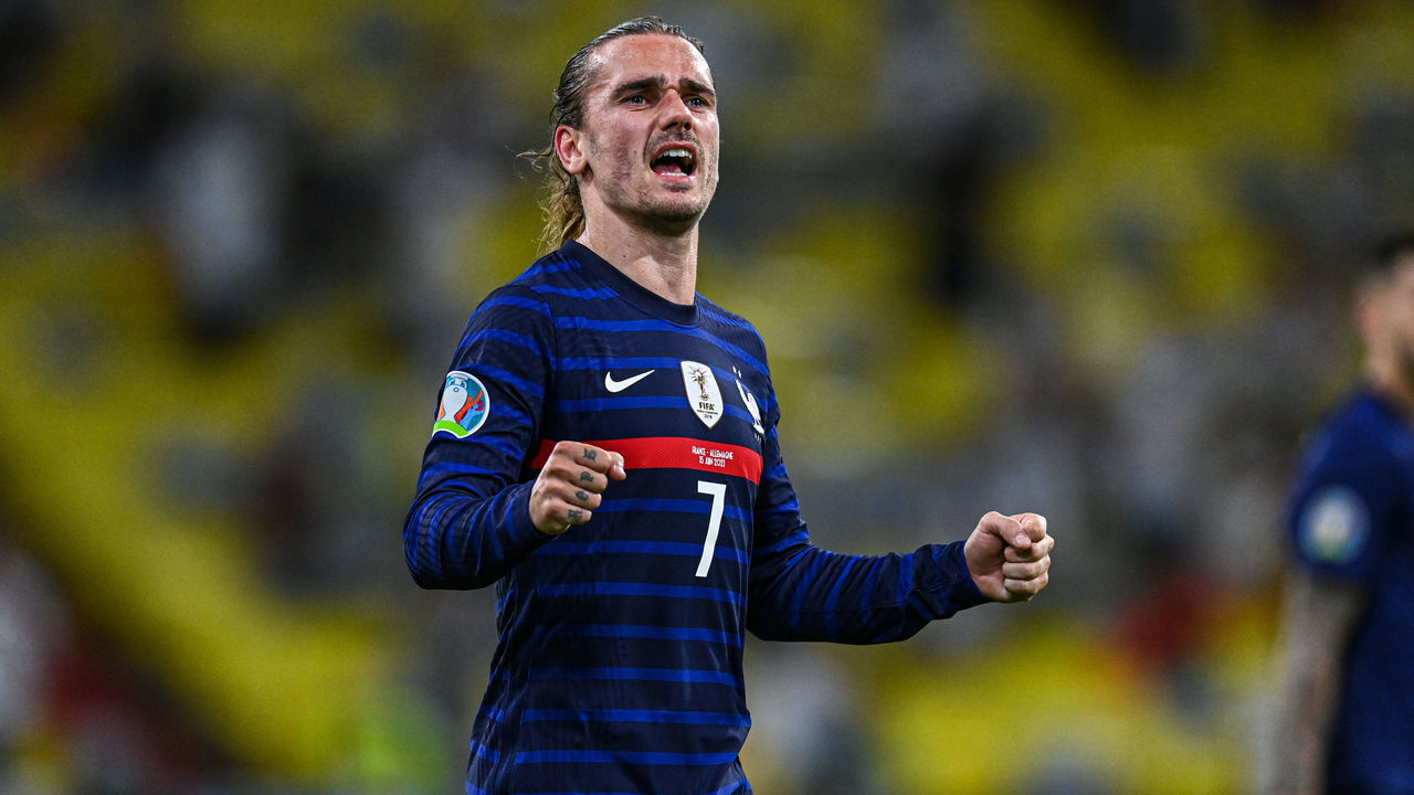 MUNICH, GERMANY - JUNE 15: Antoine Griezmann of France celebrates after winning the UEFA Euro 2020 Championship Group F match between France and Germany at Allianz Arena on June 15, 2021 in Munich, Germany.
