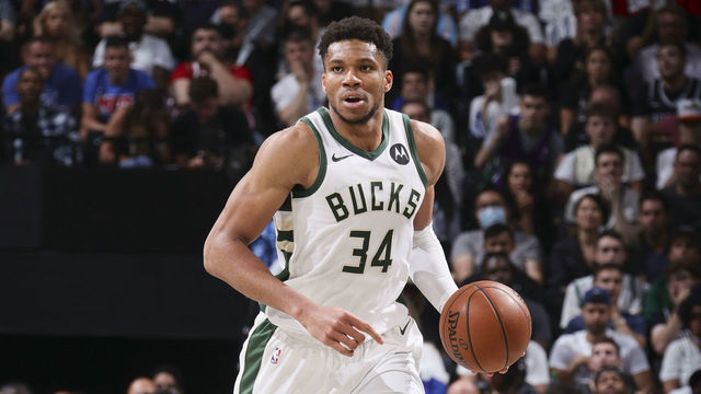 BROOKLYN, NY - JUNE 19: Giannis Antetokounmpo #34 of the Milwaukee Bucks handles the ball during the game against the Brooklyn Nets during Round 2, Game 7 of the 2021 NBA Playoffs on June 19, 2021 at Barclays Center in Brooklyn, New York. Mandatory Copyright Notice: Copyright 2021 NBAE