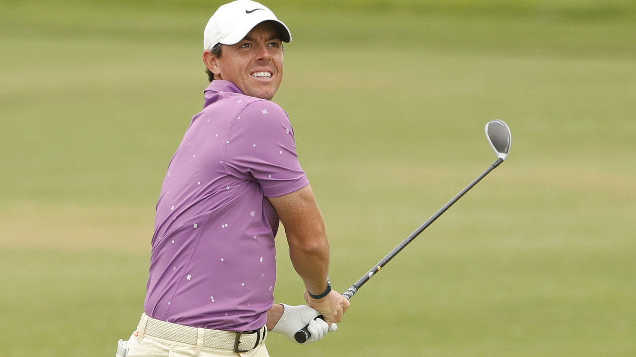 SAN DIEGO, CALIFORNIA - JUNE 20: Rory McIlroy of Northern Ireland plays a shot during the final round of the 2021 U.S. Open at Torrey Pines Golf Course (South Course) on June 20, 2021 in San Diego, California.