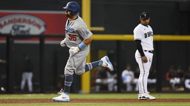 PHOENIX, ARIZONA - JUNE 20: Albert Pujols #55 of the Los Angeles Dodgers rounds the bases after hitting a three run home run off of Alex Young #49 of the Arizona Diamondbacks during the third inning at Chase Field on June 20, 2021 in Phoenix, Arizona.