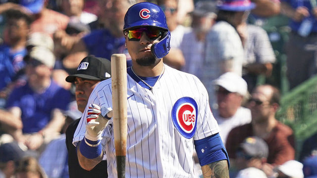 CHICAGO, ILLINOIS - JUNE 11: Javier Baez #9 of the Chicago Cubs reacts after striking out during the seventh inning of a game against the St. Louis Cardinals at Wrigley Field on June 11, 2021 in Chicago, Illinois.