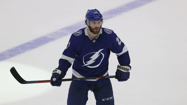 TAMPA, FL - JUNE 15: Tampa Bay Lightning center Brayden Point (21) skates in the third period of Game 2 of the Stanley Cup Playoffs Semifinals between the New York Islanders and Tampa Bay Lightning on June 15, 2021 at Amalie Arena in Tampa, FL.