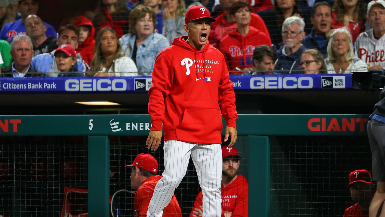 PHILADELPHIA, PA - JUNE 22: Philadelphia Phillies manager Joe Girardi (25) yells at the Washington Nationals dugout and ois ejected from the game during the Major League baseball game between the Philadelphia Phillies and the Washington Nationals on June 22, 2021 at Citizens Bank Park in Philadelphis, PA.