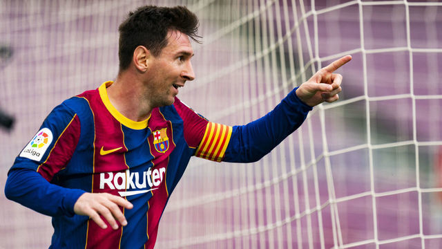 Lionel Messi (FC Barcelona) celebrates after scoring, during La Liga football match between FC Barcelona and Celta de Vigo, at Camp Nou Stadium in Barcelona, Spain, on May 16, 2021. Foto: Siu Wu