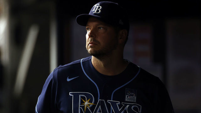 NEW YORK, NY - JUNE 2: Rich Hill #14 of the Tampa Bay Rays looks on against the New York Yankees during the seventh inning at Yankee Stadium on June 2, 2021 in the Bronx borough of New York City.