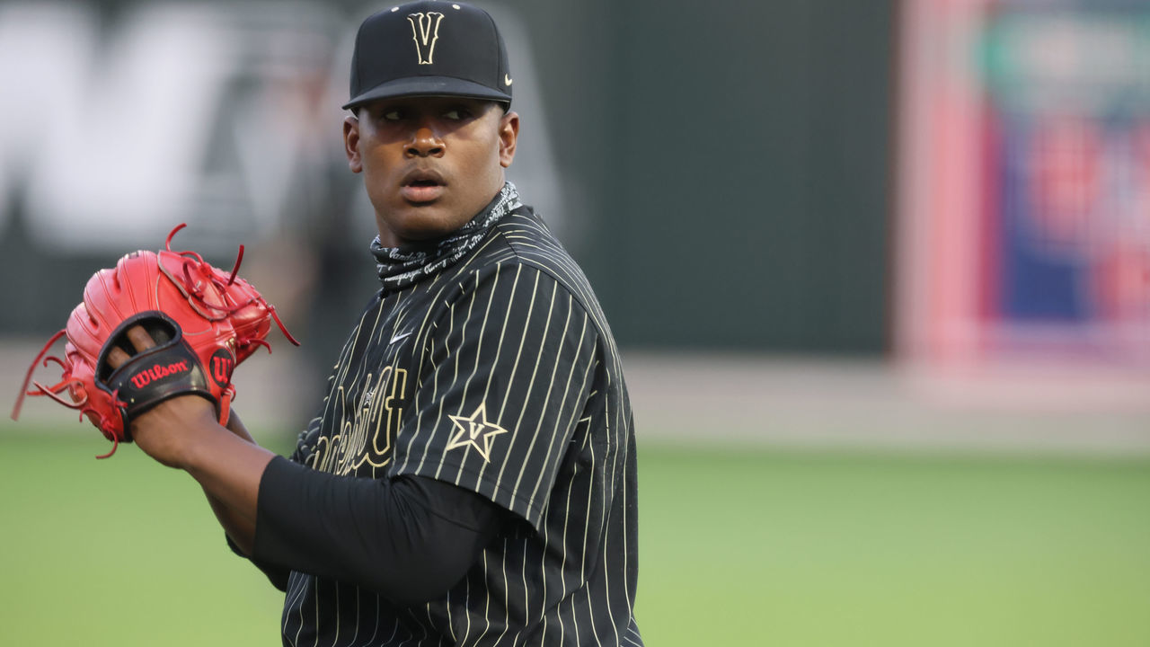 College Baseball: Vanderbilt Kumar Rocker (80) on mound during game vs Georgia at Hawkins Field. Nashville, TN 4/8/2021 CREDIT: David E. Klutho