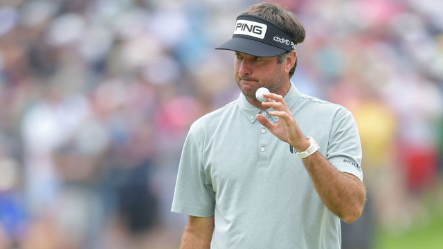 CROMWELL, CONNECTICUT - JUNE 25: Bubba Watson of the United States reacts to his putt on the eighth green during the second round of the Travelers Championship at TPC River Highlands on June 25, 2021 in Cromwell, Connecticut.