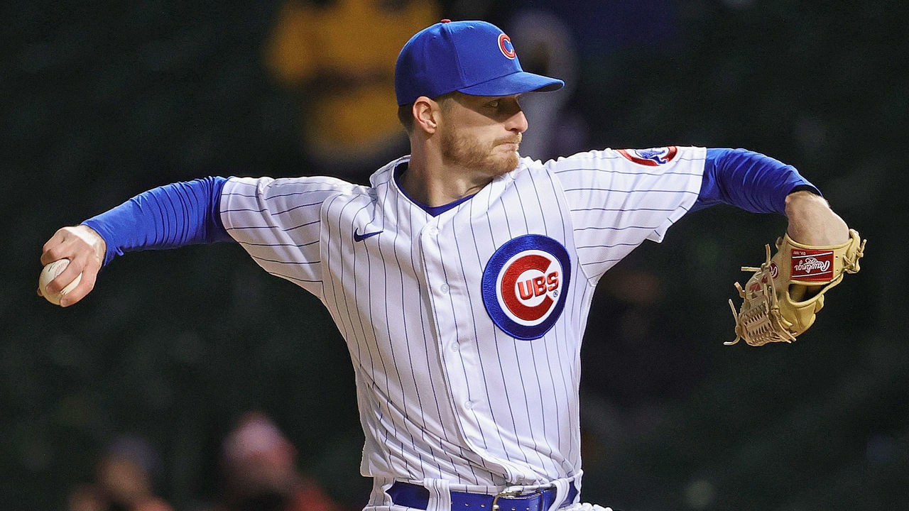 CHICAGO, ILLINOIS - APRIL 21: Shelby Miller #29 of the Chicago Cubs pitches the 9th inning against the New York Mets at Wrigley Field on April 21, 2021 in Chicago, Illinois. The Cubs defeated the Mets 16-4.