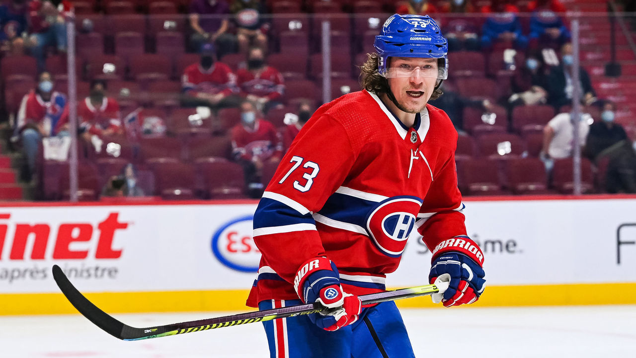 MONTREAL, QC - JUNE 20: Look on Montreal Canadiens right wing Tyler Toffoli (73) during the NHL Stanley Cup Playoffs Semifinals game 4 between the Las Vegas Golden Knights versus the Montreal Canadiens on June 20, 2021, at Bell Centre in Montreal, QC