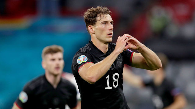 MUNICH, GERMANY - JUNE 23: Leon Goretzka of Germany celebrates 2-2 during the match between Germany v Hungary at the Allianz Arena on June 23, 2021 in Munich Germany